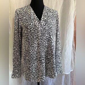 Banana Republic Black and White Leopard Print Blouse
